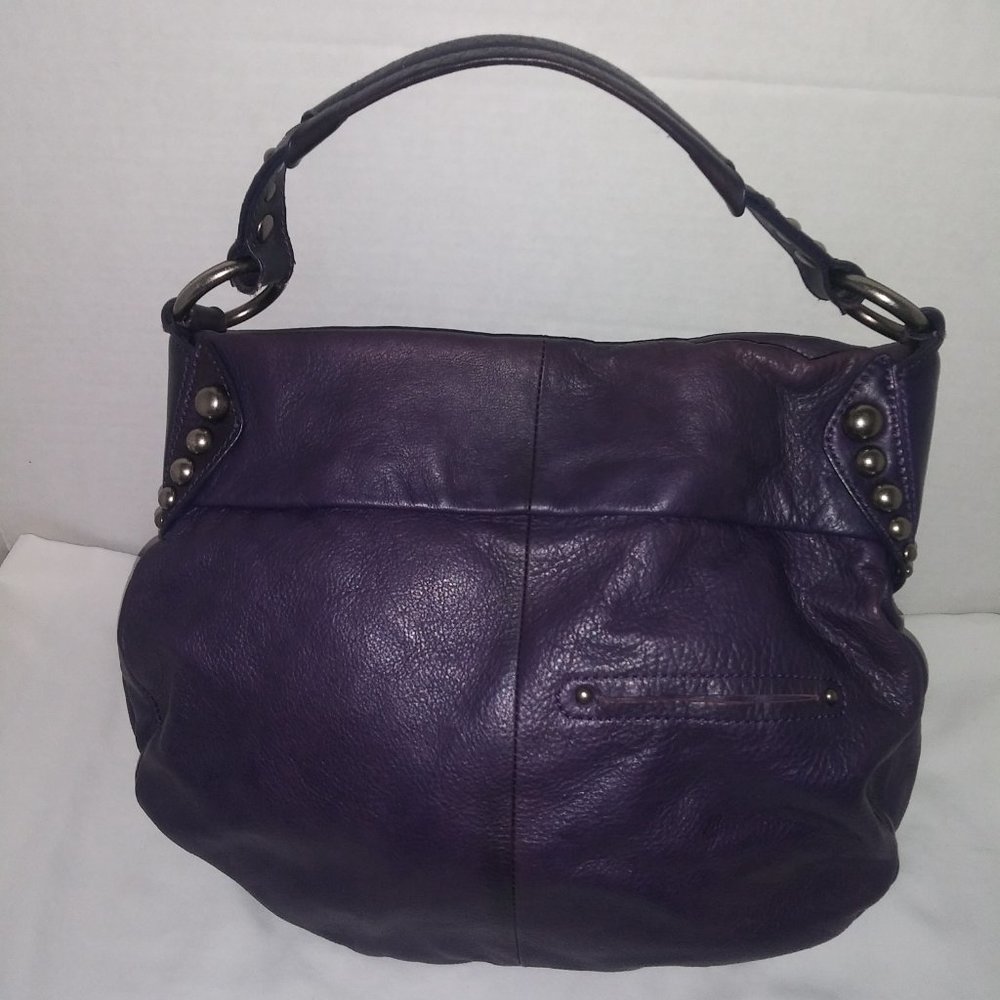 B Markowsky purple leather studded shoulder bag - Picture 6 of 7